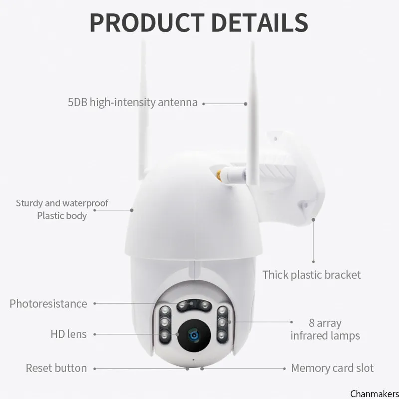 

1080P HD Wireless IP Camera Wifi Outdoor PTZ Waterproof Dome Camera Night Vision CCTV Security Serveillance Cam