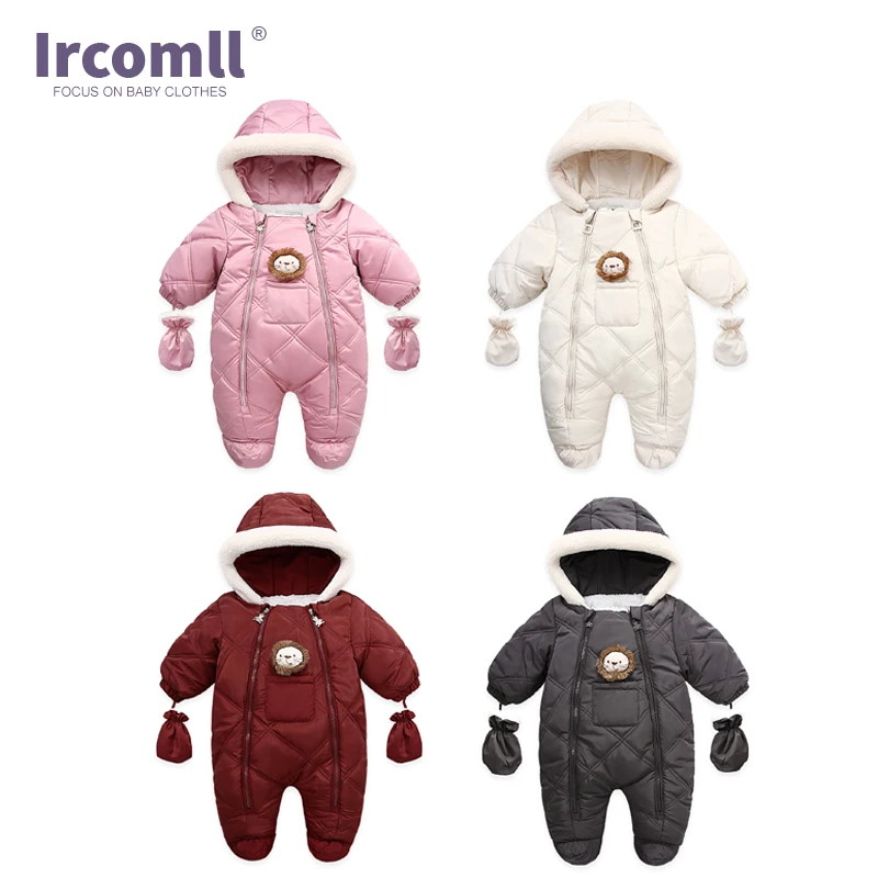 

Ircomll Hight Quality Newborn Baby Winter Clothes Snowsuit Warm Fleece Hooded Romper Cartoon Lion Jumpsuit Toddler Kid Outfits