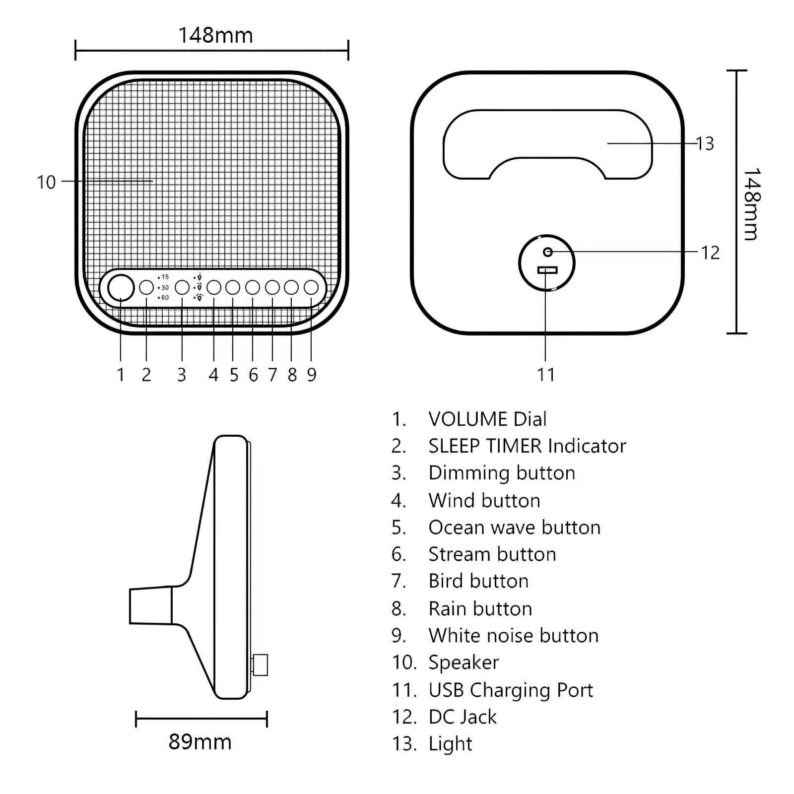 

White Noise Machine USB Rechargeable Timed Shutdown Sleep Sound Machine For Sleeping & Relaxation for Baby Adult Office Travel