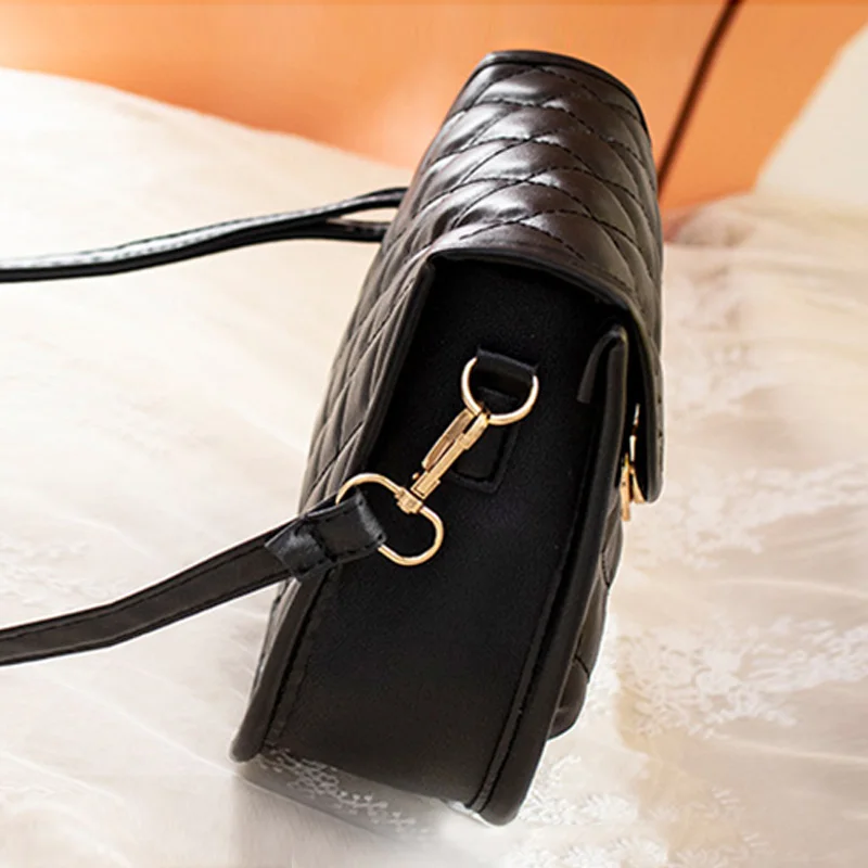 

New rhombus embroidered small square bag simple all-match summer new PU women's bag Korean style shoulder bag messenger bag