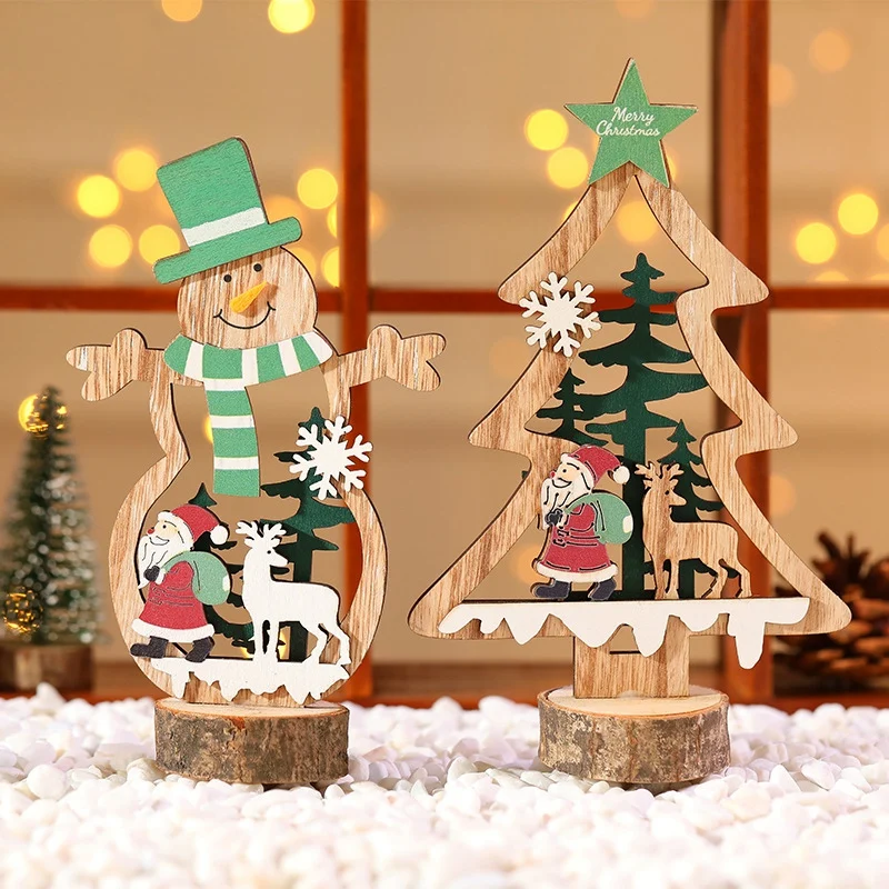 4 Pcs Mini Christmas Trees Wooden Assembled Table Top Decorations for Display Window DIY Home Decor | Дом и сад