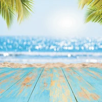 laeacco tropical summer seaside wooden floor palms tree photo backdrop polka dot light boekh baby holiday background photostudio