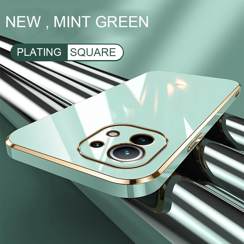 Luxury Plating Square Frame Phone Case For Xiaomi Mi 11 Lite 5g On Xiomi 11lite 4g 11i Mi11 i Xiaomi11 Ultra Soft Silicone Cover