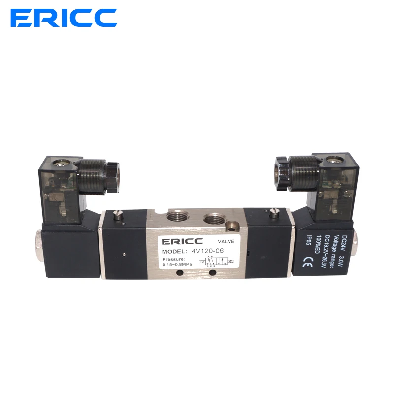 

4V120-06 высококачественный 1/8 ''DC 24V Двойное положение 5-ходовой воздушный Соленоидный клапан двойные катушки