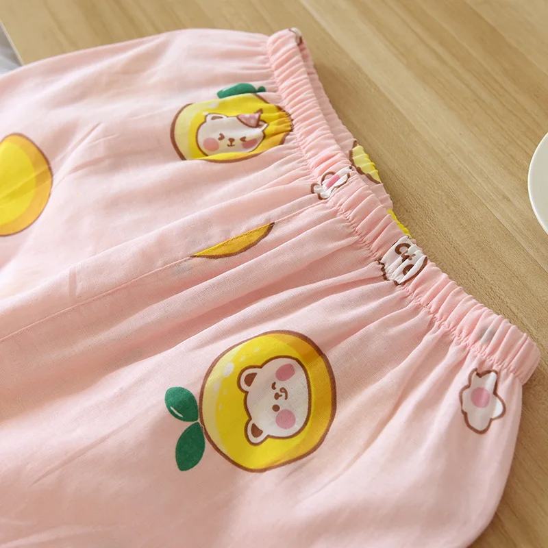 

Women Pajamas 2PCS Sleepwear Gauze Cotton Shirt&Pants Nightwear Casual Nightwear Intimate Lingerie Soft Pyjamas Home Clothes