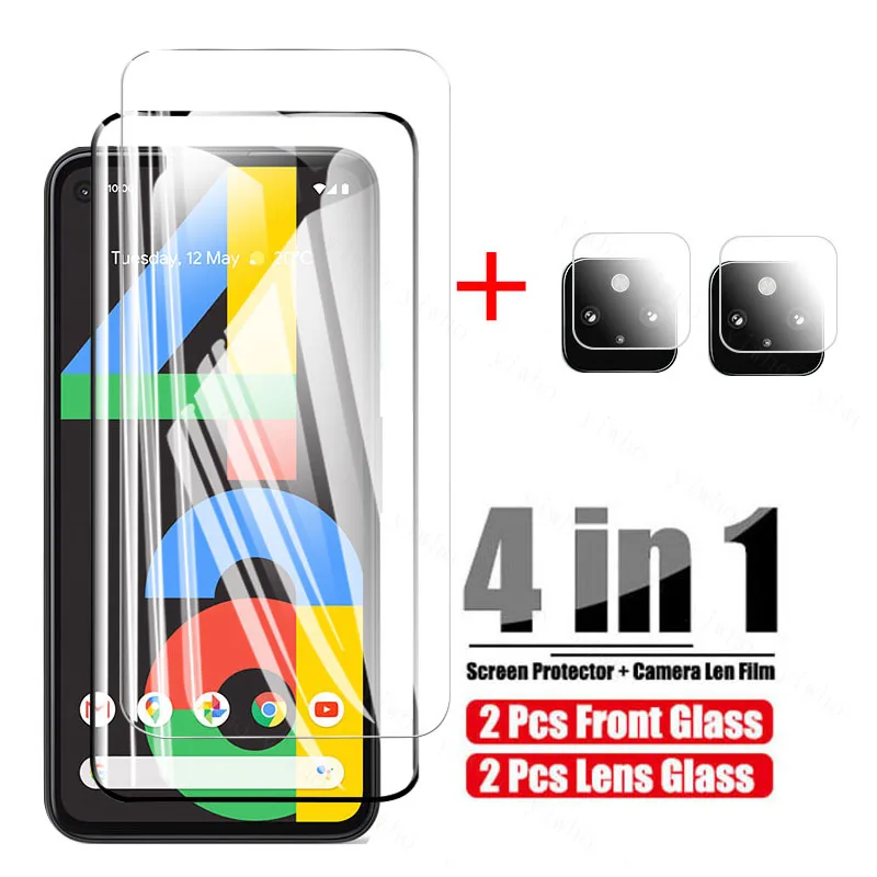 

Защитное стекло 4 в 1 для Google Pixel 4a, закаленное стекло, Full Glue HD, защита для объектива Google Pixel 4a