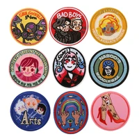 1pcs mix circular insignia patches for clothing iron on embroidered sew applique cute fabric badge garment apparel accessories