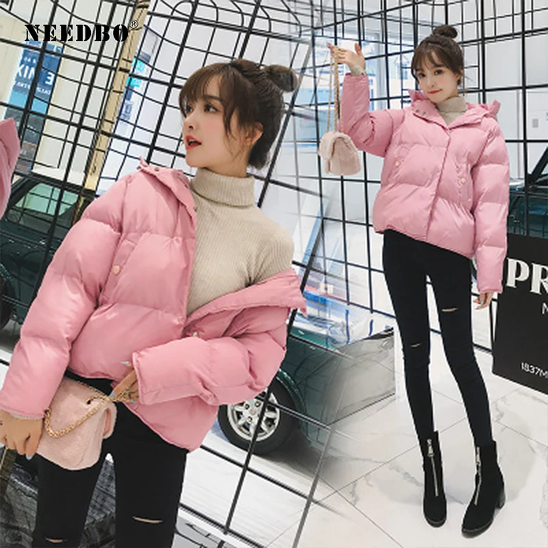 NEEDBO Winter Jacket Women Oversize Parka Winter Coat Hood Elegant Casual Cotton-padded Jacket Female Clothes Outs