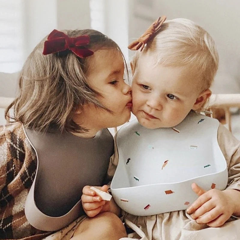 

Silicone Baby Bibs Waterproof Easy Wipe Silicone Bib For Babies Toddlers Baby Feeding Bibs With Large Food Catcher Pocket