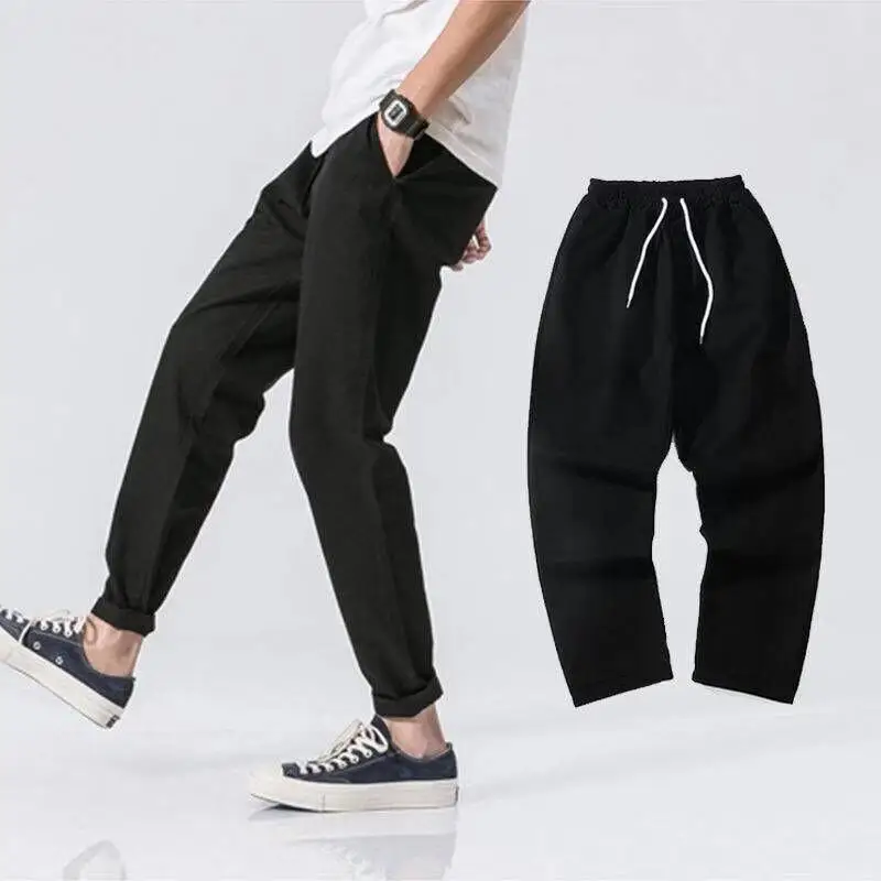 

HOUZHOU Black Cargo Pants for Men Joggers Loose Casual Men's Cargo Trousers Grey Straight Korean Summer Hip Hop Streetwear