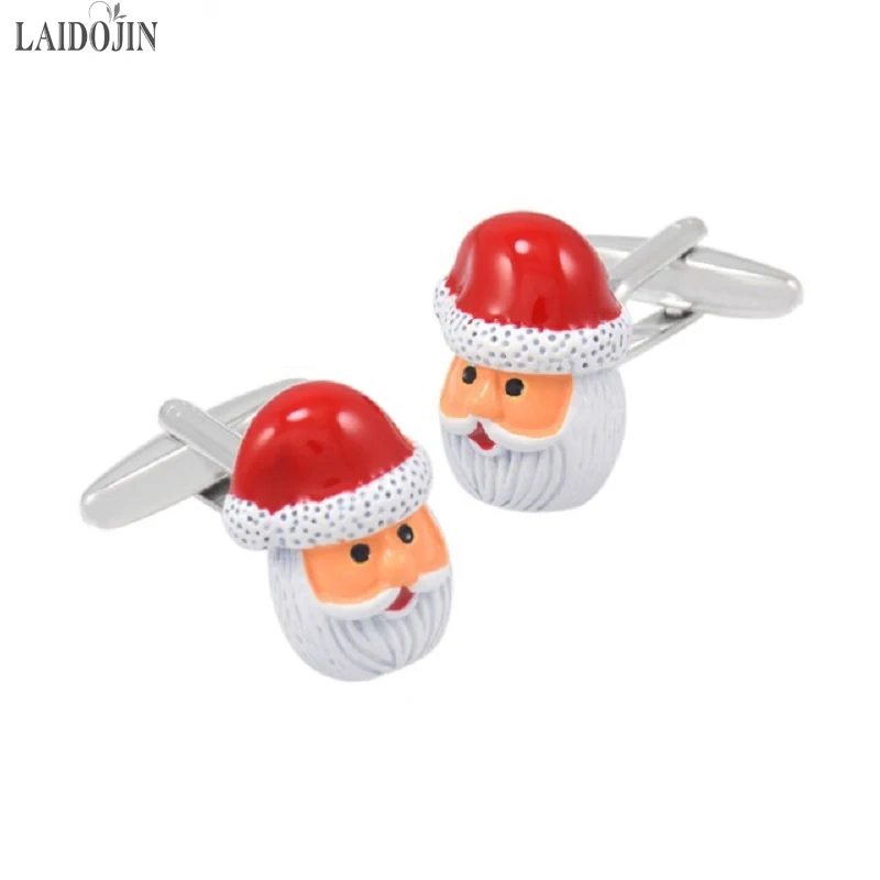 LAIDOJIN Novelty Santa Claus Cufflinks for Mens Women/Men Cuff Button Shirt Cuffs Accessories Christmas Gift Jewelry Abotoaduras