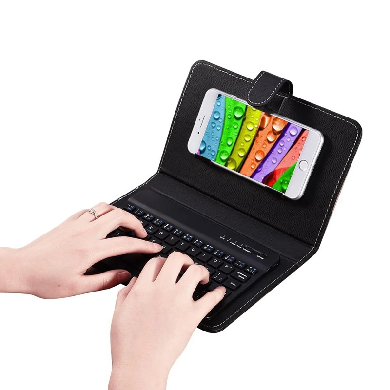 Кожаный чехол с беспроводной клавиатурой Bluetooth чехол-подставка для телефонов IPhone