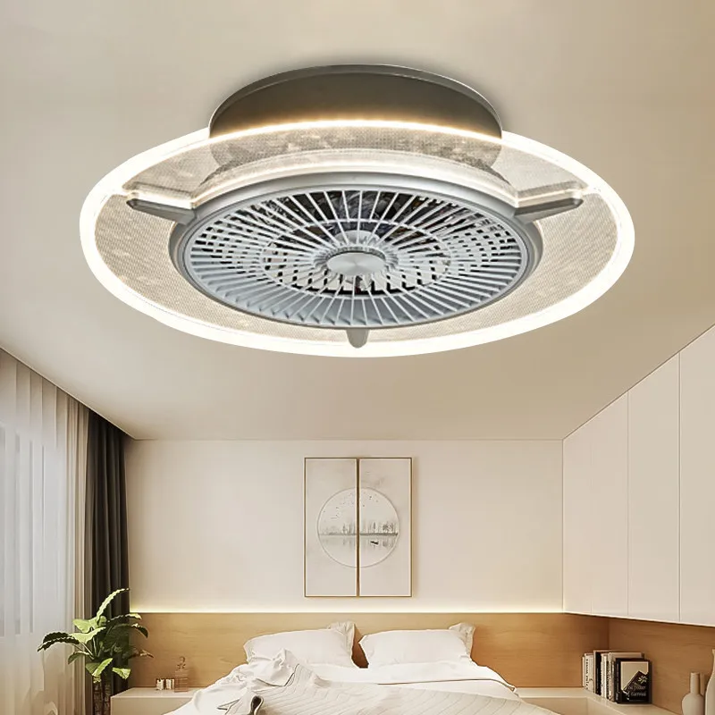 

Modern Style Invisible Diningroom LED Ceiling Fan Light Creative circular Livingroom Study Led Fan Light With Remote Control