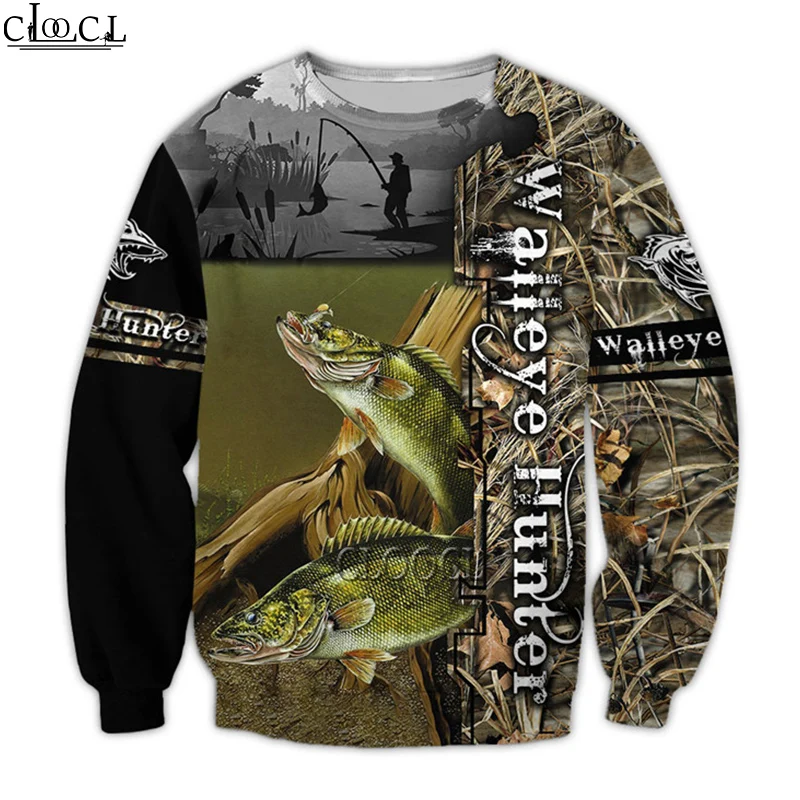 

HX Newest Walleye Hunting 3D Print Men Women Hoodie Harajuku Streetwear Autumn Sweatshirt Casual Popular Tracksuit Drop Shipping