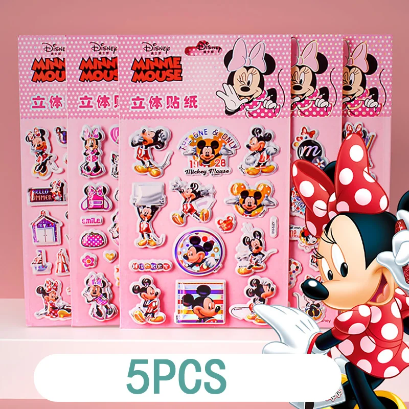Объемные пухлые наклейки с Микки-Маусом водостойкие Мультяшные Стикеры для