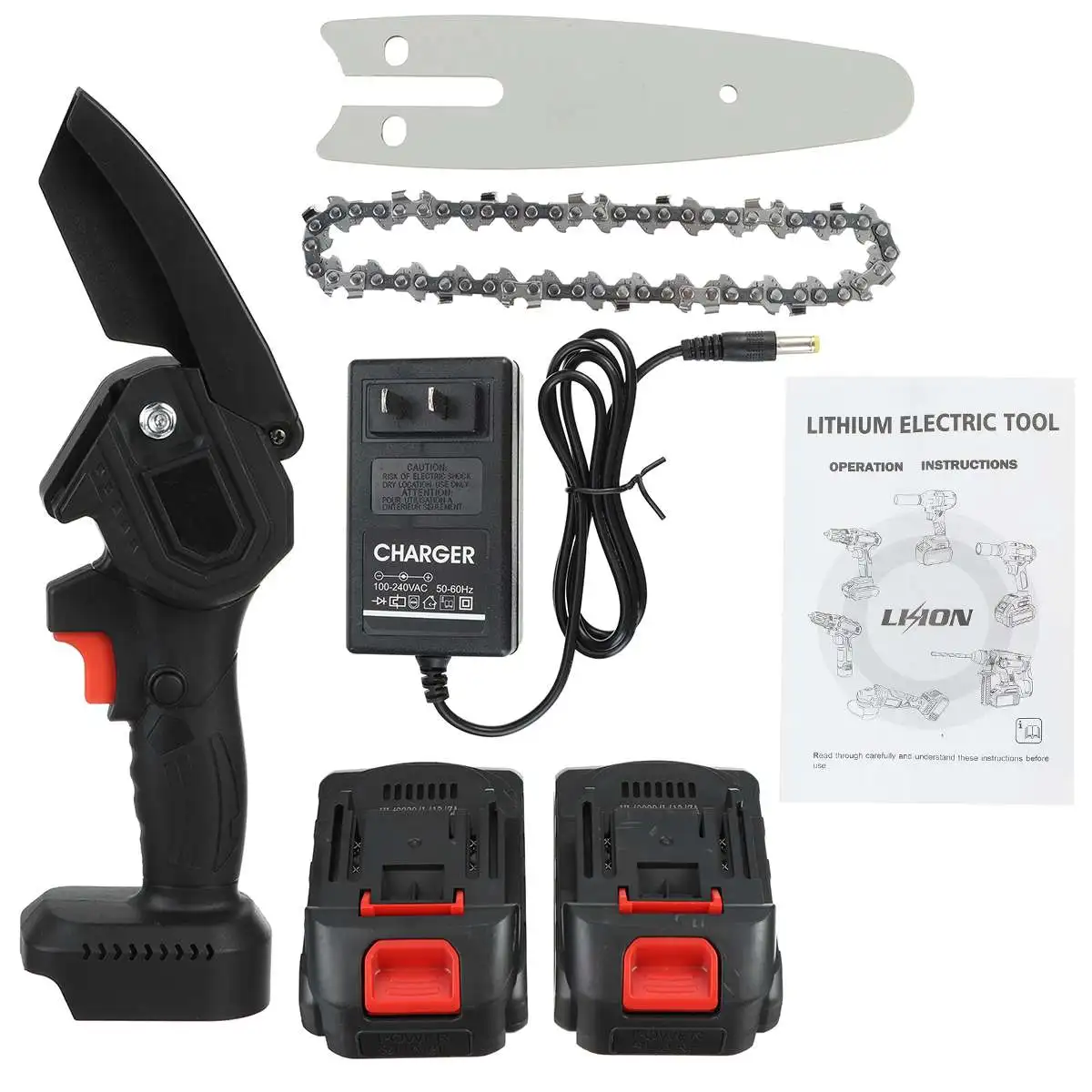 

4 Inch 88V Mini Electric Pruning Chain Saw With 2pcs Battery Woodworking Chainsaw Garden Logging Cutter Tool Rechargeable