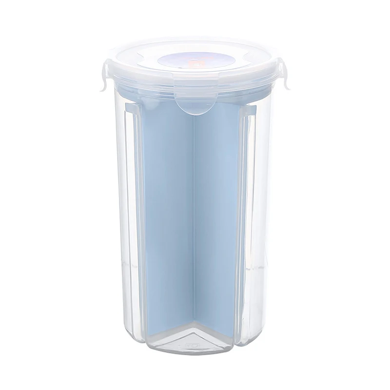 

Four-divided Button Tank Kitchen Food Storage Tank Plastic Transparent Separator Sealed Rotating Moisture-proof Dry Food Tank