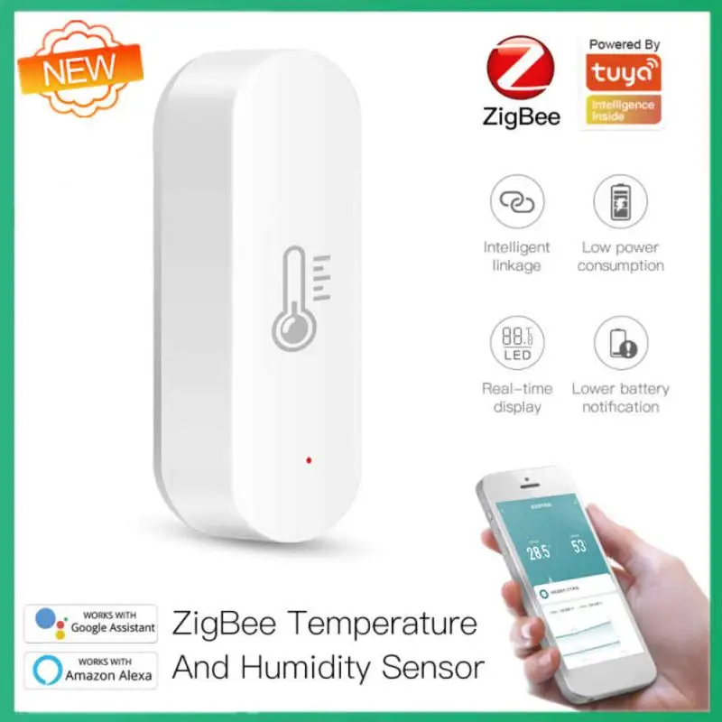 

Tuya ZigBee3.0 Smart Temperature And Humidity Sensor Battery Powered ZigBee Smart Home Security Works With Alexa Google Home