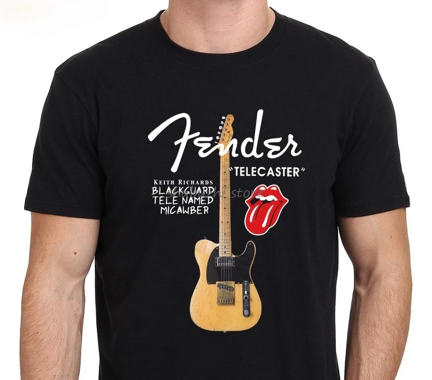 

Keith Richards Guitar Black Guard Tele Micawber T-Shirt Men's Size: S-to-XXL sbz1311