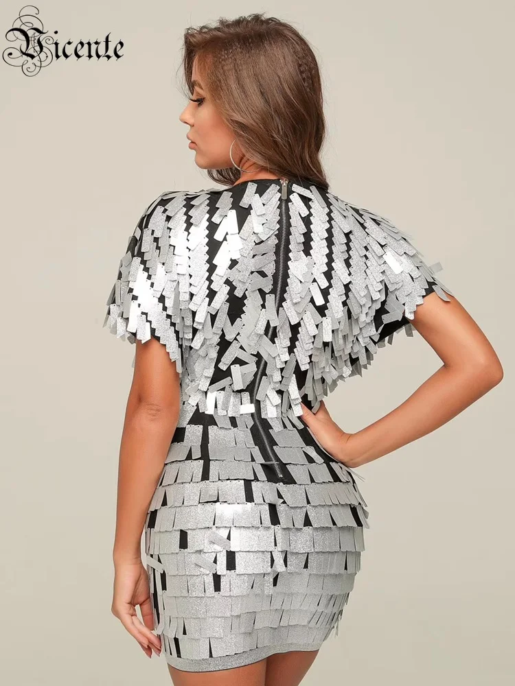 VC Бесплатная доставка новинка 2020 шикарное Серебряное платье с блестками