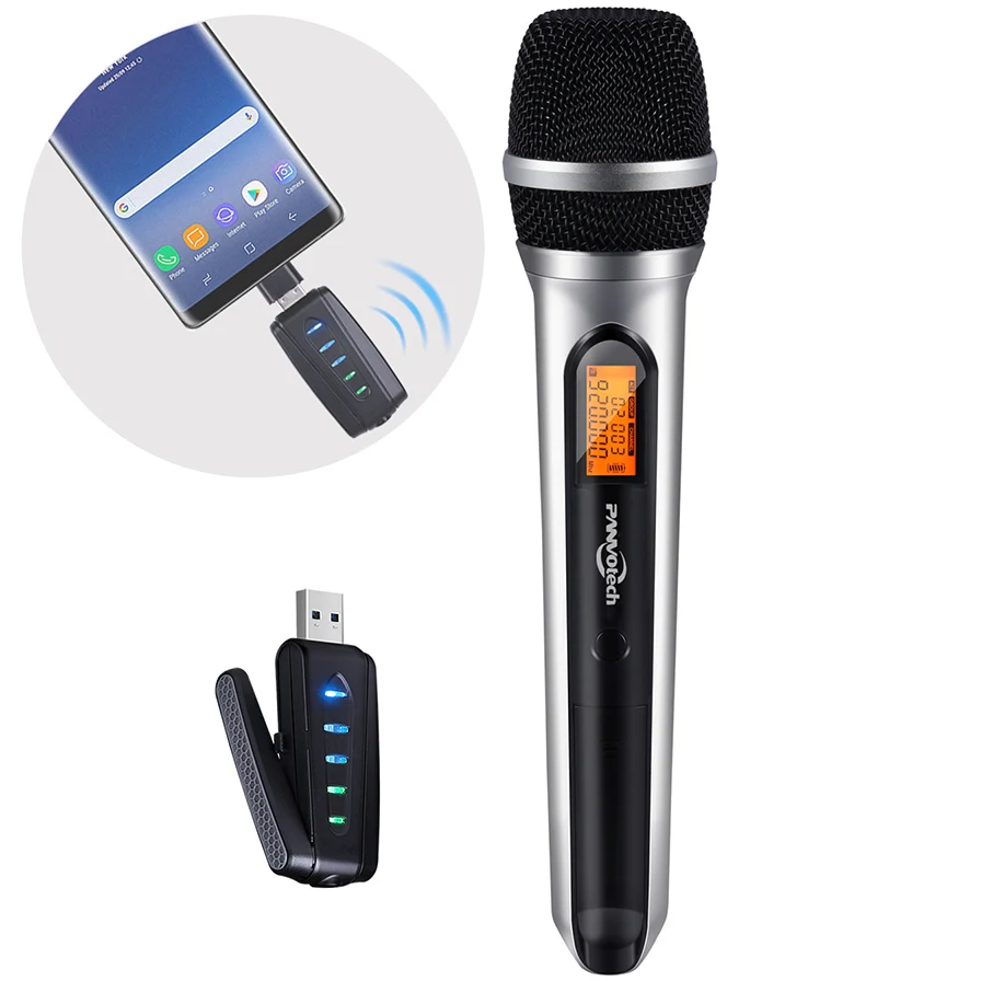 USB беспроводной микрофон, Alvoxcon UHF однонаправленный микрофон для смартфонов, ПК компьютер, ноутбук, PA, Подкаст, Vlogging, Youtube