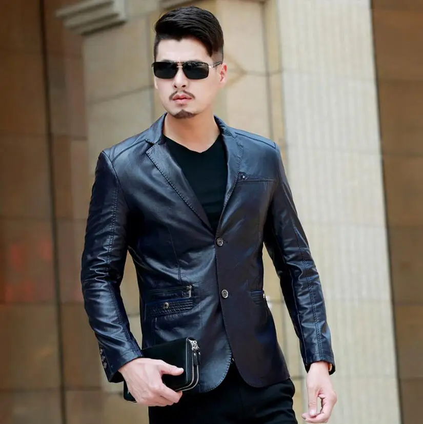 

Size Clothing Lager Free Shopping Men Short Paragraph Slim Casual Leather Suit Jacket / S-5xl