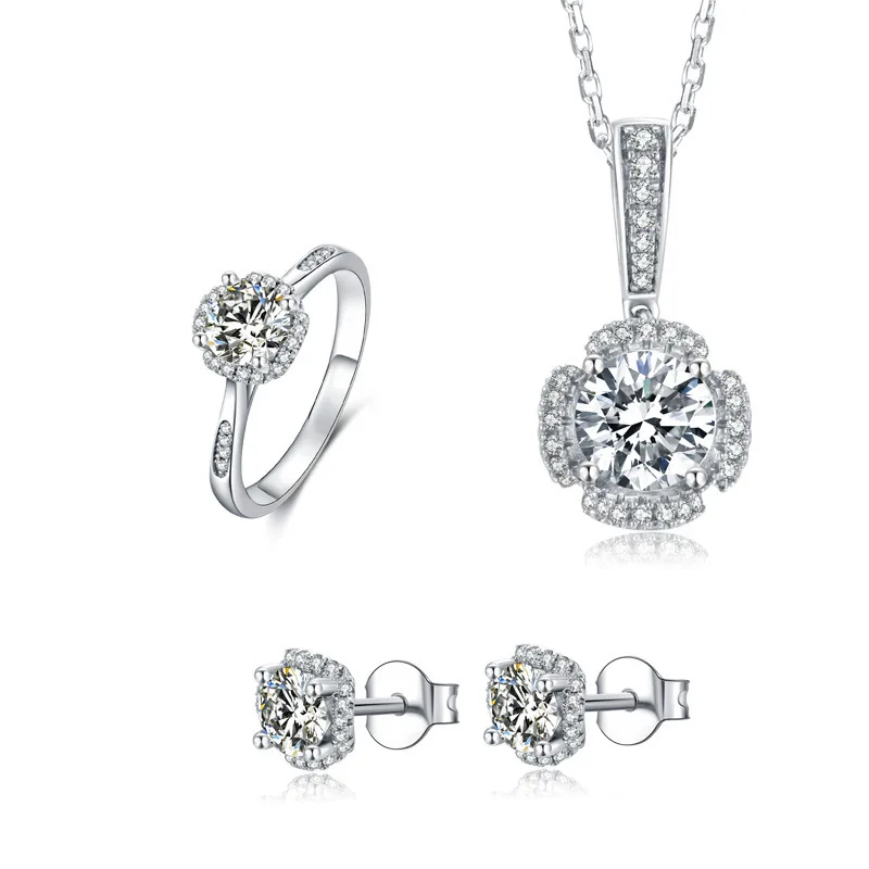 

Fine Jewelry 1ct/1 pair Round Excellent Cut DF Color VVS1 Moissanite Earring Flower Earring Real 925 Sterling Silver Stud JC-07