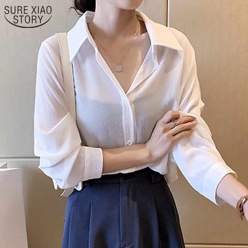 

Sunscreen Shirts Women Summer 2022 Fashion Korean Clothes Solid Thin Casual Plus Size Loose Long Sleeve Shirt Blusas 10504