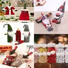 Новый рождественский чехол для бутылки украшения набор для бутылок с блестками плюшевый рот красное вино гостиница новогодний обеденный стол наряд барный инструмент