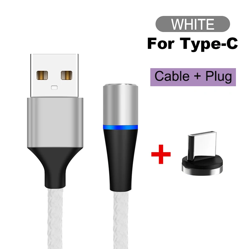 For Type C White Магнитный usb-кабель для быстрой зарядки USB type C кабель магнитное зарядное устройство Micro usb кабель для телефона USB шнур поддержка передачи данных - Цвет: For Type C White