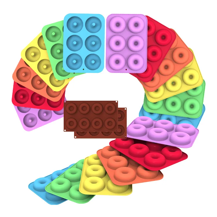 

1Pc Silicone Donut Mold Baking Pan DIY Doughnuts Mould Maker Non-stick Silicone Cake Mold for Donuts Bagels Pastry Baking Tools