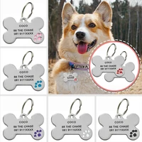 personalized engraving anti lost dog id tag identification customized pet name puppy collar dog cat bone tags pet supplies