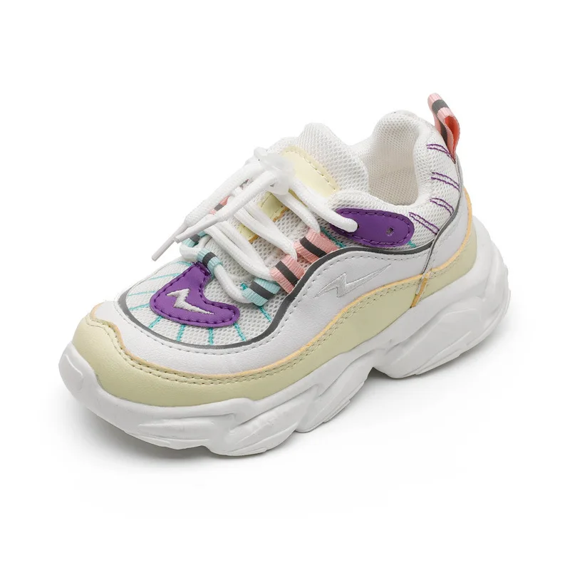 

2021 Spring Kids Shoes Casuals Slip-On Mixed Colors Shallow Round Toe Fashion Neutral Flat Heels Air mesh All-match Sneakers