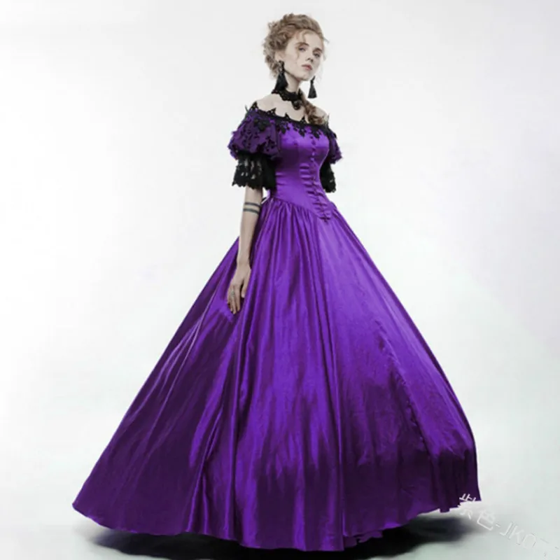 

new Women Medieval Renaissance Retro Gown Long Dress Wizard Cosplay Clothes Victorian Gothic Steampunk Vintage Ball Gown Dress
