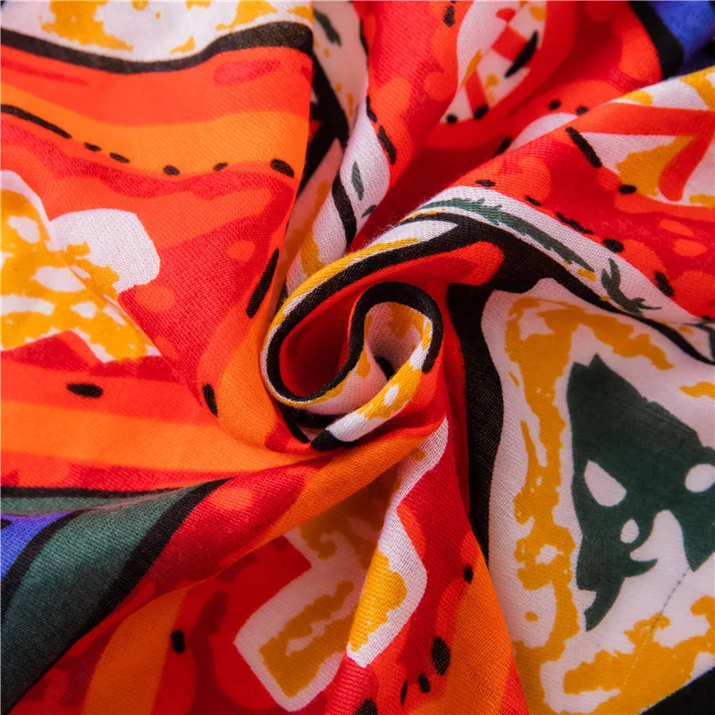 

Ethnic style silk Scarf Women Cotton and linen beach Shawl Multicolor Tassels blanket scarf lady bandana Print Seaside