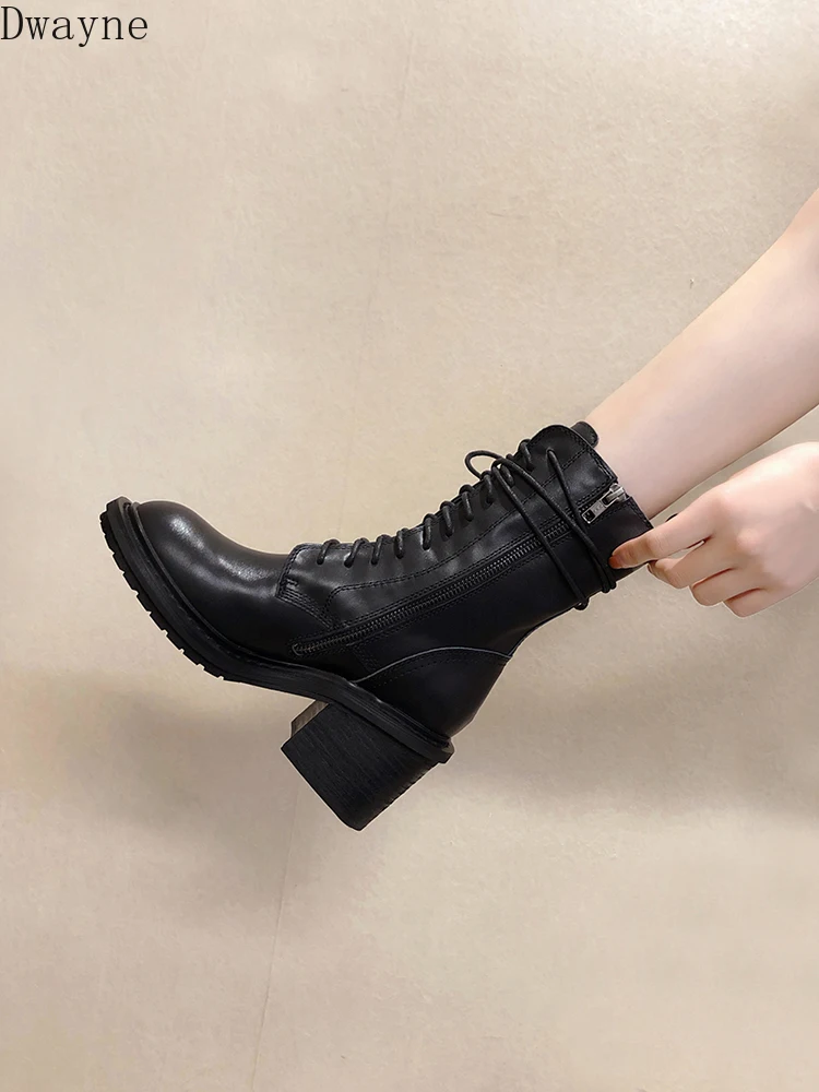 Motorcycle handsome boots children 2019 autumn wild Martin female England wind thick high heels women's | Обувь