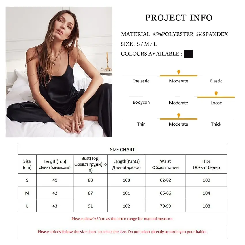

WENYUJH Black Backless Home Suit For Women Pajama Lace Sexy Sleepwear Satin Spaghetti Strap Pajamas With Pants Intimate Lingerie