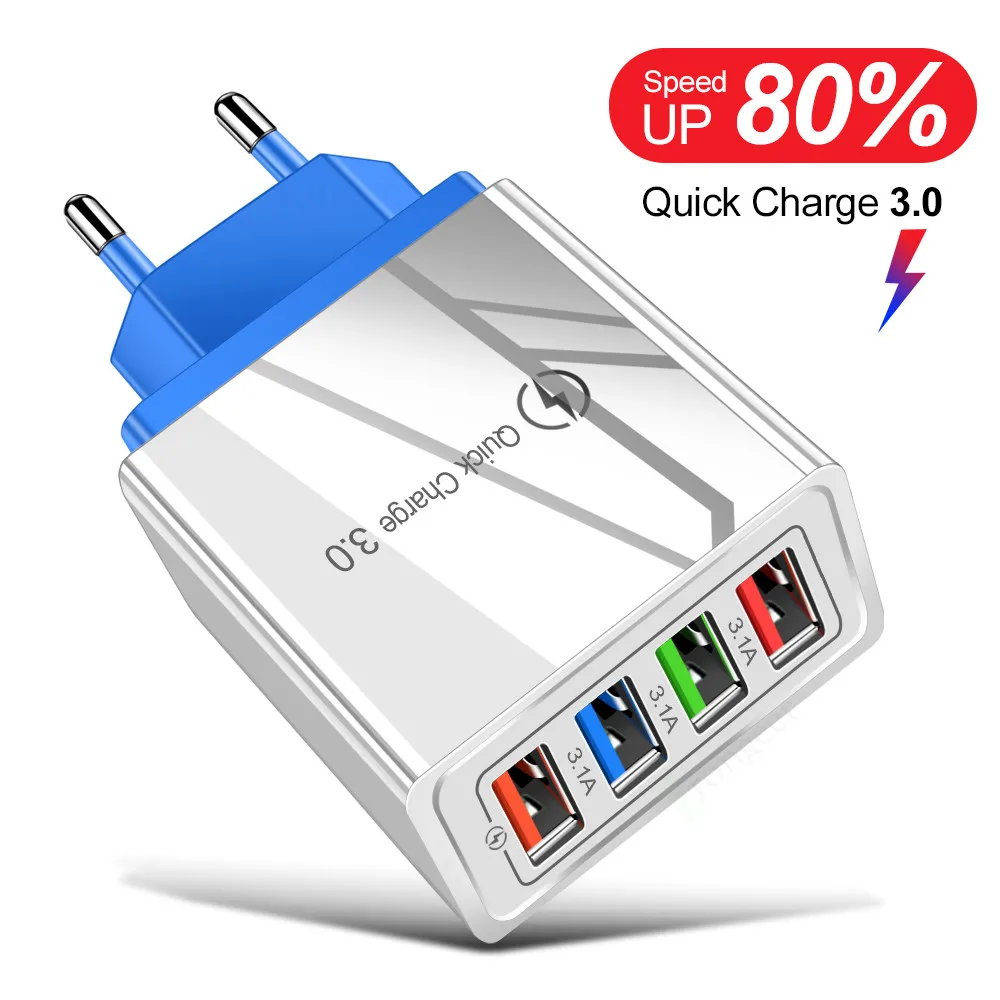 Умное быстрое зарядное устройство QC 3 0 18 Вт 4 USB настенных зарядного устройства