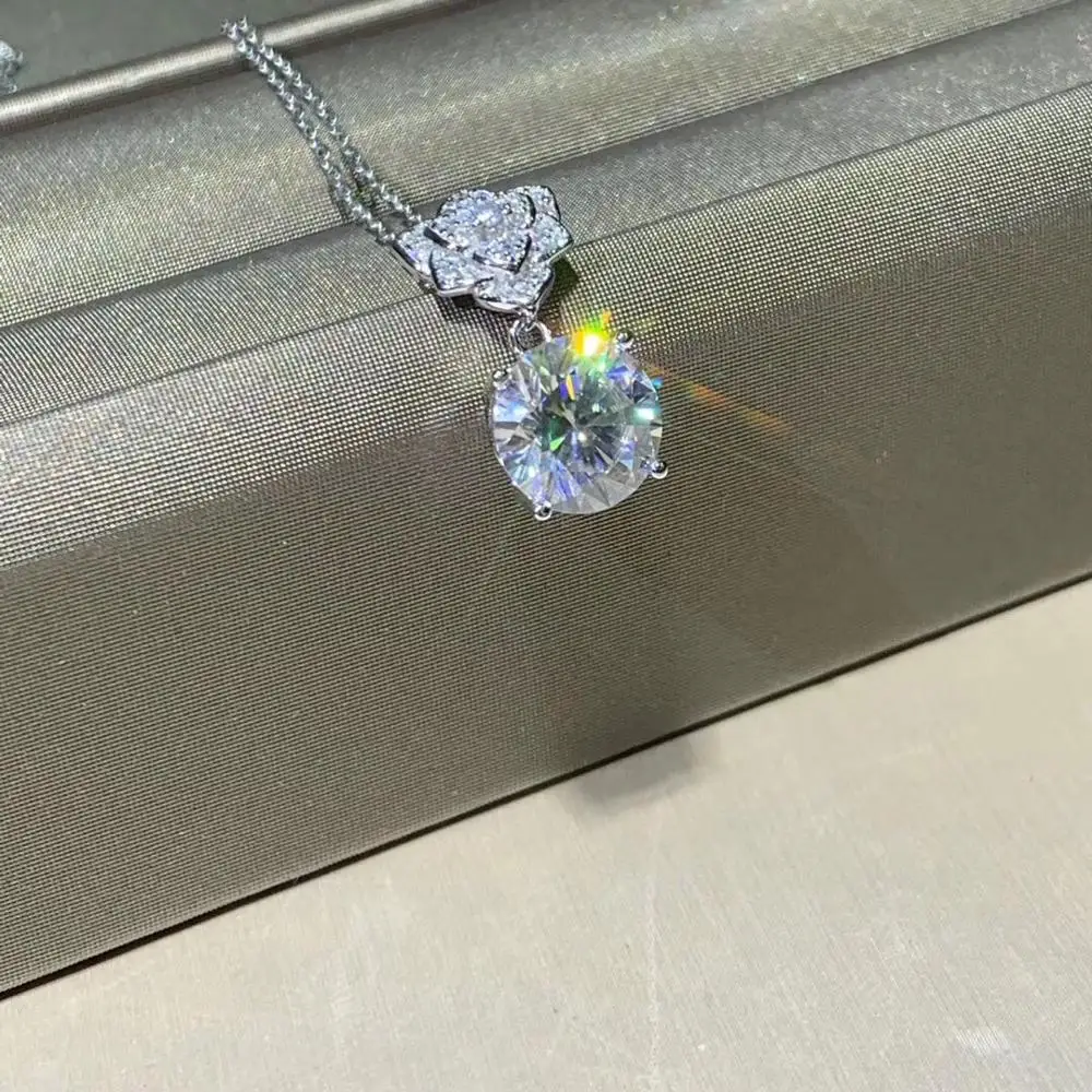 Kkmall магазин круглые серебряные Moissanite Подвески 3.00ct D VVS Роскошные Weding подвески для