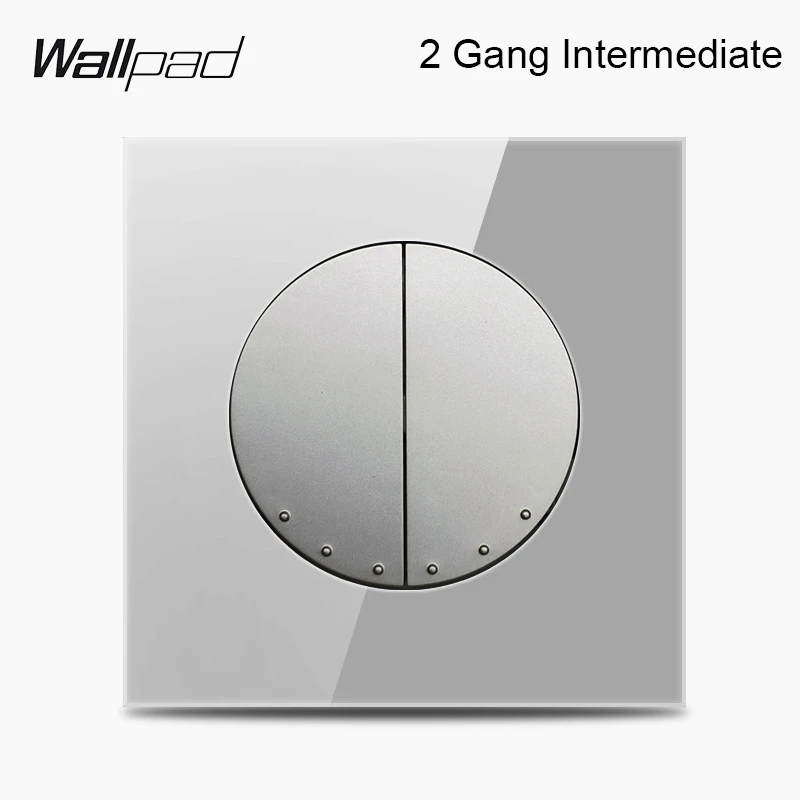 2 Gang Intermediate Wallpad L6 серое стекло 1 2 3 4 банды 1 способ 2 пути промежуточный Мгновенный Переключатель 20A 45A двухпозиционный переключатель для плиты AC водонагреватель - Цвет: 2 Gang Intermediate