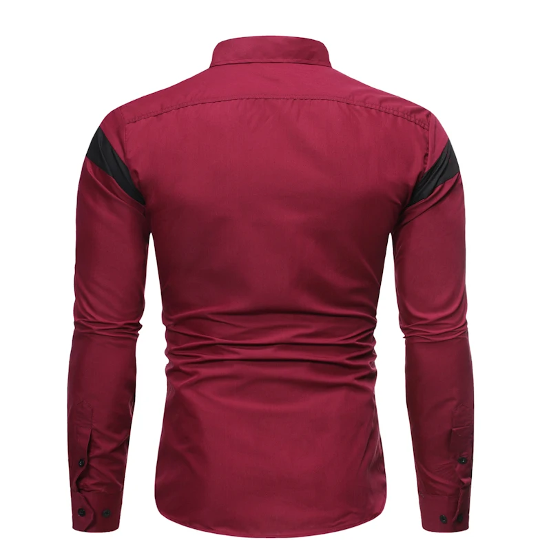 Мужская Черная Лоскутная деловая Повседневная рубашка 2020 брендовая новая