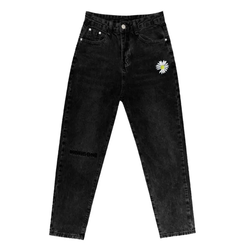 

Fashion chic woman jeans 2020 straight cut cute cowgirl trousers trousers retro daisy print denim