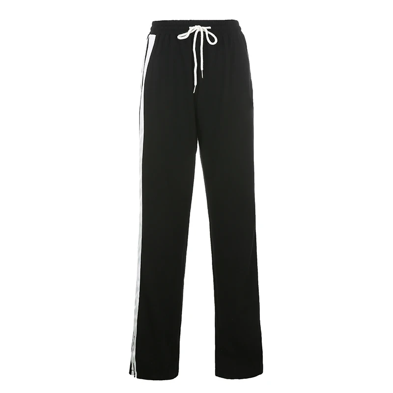 

Weekeep Side Striped Patchwork Baggy Jogger Pants Streetwear Women High Waist Drawstring Sweatpants y2k Casual Straight Trousers