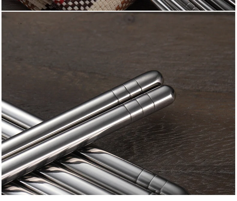 

VandHome 5 Pairs/Set Chinese Metal Chopsticks Non-Slip Stainless Steel Chop Sticks Set Reusable Food Sticks Kitchen Sushi Sticks