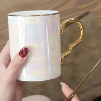 375ml ceramic mug aurora coffee mug with lid handgrip milk couple water cup for office home use tazas de caf%c3%a9 gifts box