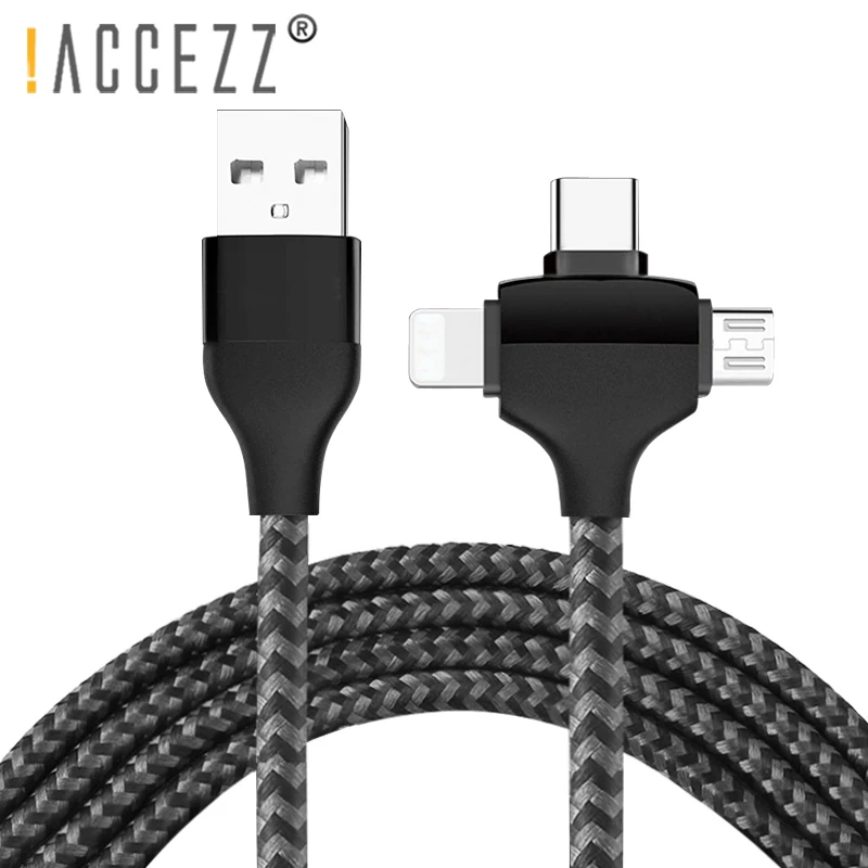 

!ACCEZZ 3 in 1 USB Charging Cable 8 Pin For iPhone 12 X XS MAX XR Micro USB Type C Android Phone Charger Cord For Samsung Xiaomi