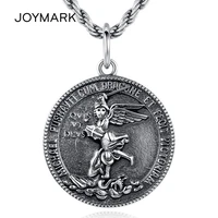 archangel saint michael 925 sterling silver pendants unisex thai silver guardian angel portrait round charm pendant tsp254