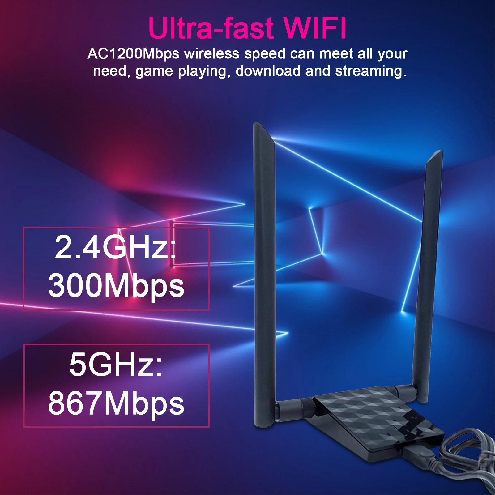 

For WiFi Adapter 2.4Ghz/5Ghz Dual Band Wireless Adapter Receiver USB Gigabit AC Wireless Network Card Drop Shipping Hot