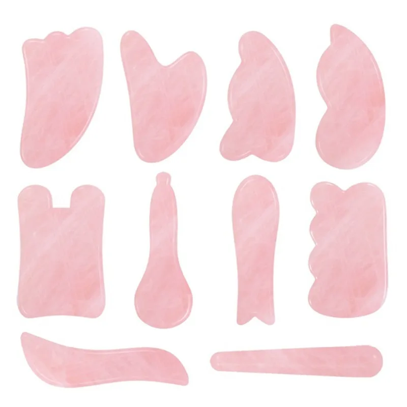 

Natural Rose Quartz Jade Gua Sha Board Acupuncture Massage Face Lifting Stone Guasha Scraping Facial Gouache Pink Quartz Massage