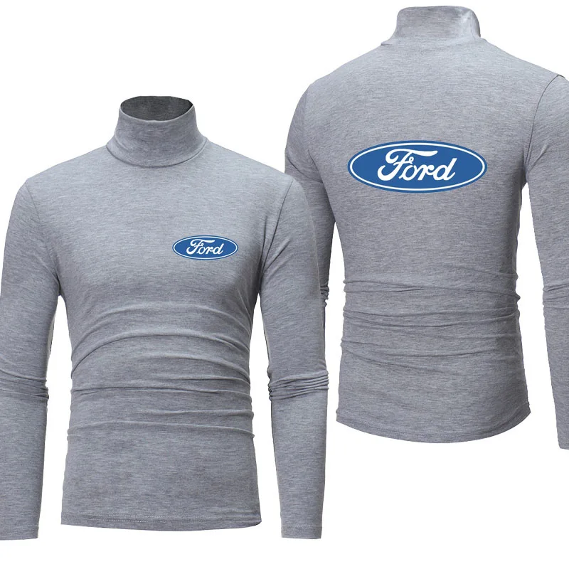 

2021 New cotton Hot Men T Shirt Autumn T-Shirts Ford logo Mens Long Sleeve Streetwear Slim Fit Casual Turtleneck Tees Shirts